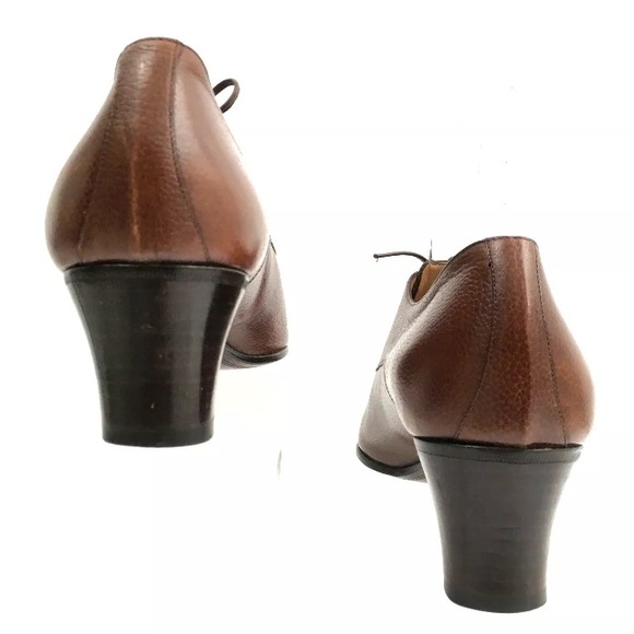 Battaglia Women Sz. 7 Spool Heel Genuine Leather - Picture 4 of 8